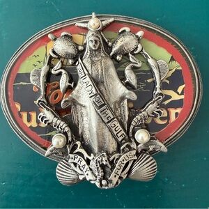 Our Lady of the Gulf Silver-Tone Decorative Pin with Pearls